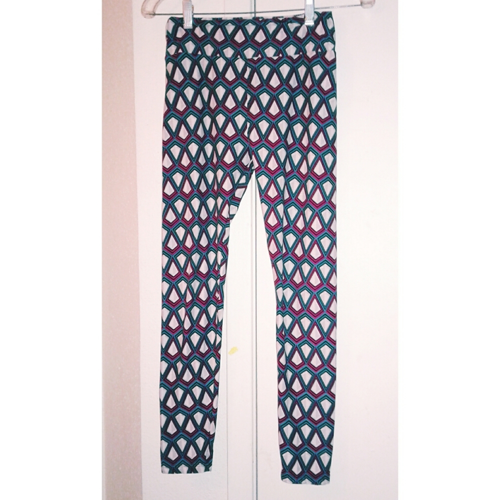 LuLaRoe Geometric Teal Pink Navy Leggings